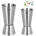 Set of 2 Stainless Steel 25/50 ml & 15/30 ml Cocktail Jigger Spirit Measure Cup, Shot Measure Dual Measuring Cup for Bar Party Wine Cocktail Drink Shaker Shaker