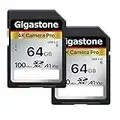 Gigastone 4K Kamera Pro 64GB SDXC Speicherkarte 2er-Pack mit bis zu 100 MB/Sek. für Digitalkameras Canon Sony Nikon Olympus, 4K UHD Videoaufnahmen UHS-I U3 V30 Klasse 10