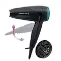 Remington Secador de Pelo Pequeño Compact, Secador de Viaje, Plegable, 2000 W, Concentrado, Difusor Compacto, 3 Temperaturas, 2 Velocidades, Rejilla Trasera Desmontable, Gancho Para Colgar, D1500