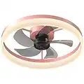 Ceviept 19.7" Ceiling Fans with Lights Dimmable LED Reversible Blades Timing with Remote Control 5 Invisible Blades Flush Mount Low Profile Modern Ceiling Fan-Pink