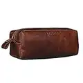 STILORD 'Linus' Trousse en Cuir Plumier Vintage Pochette pour Crayons Étui Stylos Porte-Plume Scolaire Hommes et Femmes, Couleur:Cognac - Marron foncé