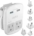 Ceptics World Travel Adapter Kit - QC 3.0 2 USB + 2 US Outlets, Surge Protection, Plugs for Europe, UK, China, Australia, Japan - Perfect for Laptop, Cell Phones, Cameras - Safe ETL Tested