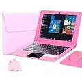 G-Anica® 10.1 Inch Windows 10 Laptop Quad Core Notebook Slim and Lightweight Mini Netbook Computer with Netflix Youtube Bluetooth Wifi Webcam HDMI, and Laptop Bag,Mouse, Mouse Pad, Headphone (Pink)