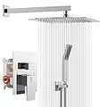 SR SUN RISE Shower System CA-F5043 Bathroom Luxury Rain Mixer Shower Combo Set Wall Mounted Rainfall Shower Head Faucet Polished Chrome 10 Inches