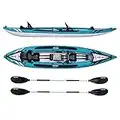 Driftsun Almanor 146 Two Adult Plus one Child Inflatable Recreational Touring Kayak with EVA Padded Seats with High Back Support, Includes Paddles, Pump, Child Seat