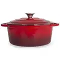 Chef calidad – Horno holandés de hierro fundido 5 qt Olla esmalte (rojo)