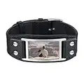 PROSTEEL Foto personalisiert Wickelarmband Retro Stil Schwarz Leder Armband mit Bild Herren Manschetten Armband Modeschmuck Accessoire für Jahrestag