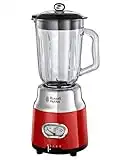 Russell Hobbs Glas-Standmixer Retro rot,Retro-Anzeige, 20.000 U/min, 1.1 PS-Motor, Impulse-/Ice-Crush-Funktion, 1.5l Glasbehälter, Edelstahl, Mixer, elektrischer Zerkleinerer, Smoothie-Maker 25190-56