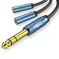 MillSO 1/4 Macho a 2 x 3,5 mm 1/8 Adaptador de Auriculares Hembra, Divisor de Audio estéreo TRS para amplificadores, Amplificador de Guitarra, Teclado Piano, Cine en casa, Mezclador