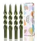 LPUSA Handmade Candle Sticks Tapered Candlesticks,Twisted Taper Candles for Table Decor Housewarming Gift Idea-10inch,4pcs(Olive Green)