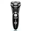 Men's Electric Shaver - MAX-T Corded and Cordless Rechargeable 3D Rotary Shaver for Men, Electric Razor Men with Pop-up Sideburn Trimmer Wet and Dry with Wall Adapter 100-240V