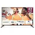 CHiQ H7C TV UHD da 43 pollici, Smart TV 4K, Design senza cornice, HDR, Chromecast, Netflix/Prime video/Assistente Google, Triplo sintonizzatore, Android 11