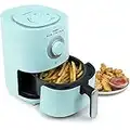 Nostalgia Personal Air Fryer 1-Quart, Compact Space Saving, Adjustable 30 Minute Timer and Temperature Up To 400℉, Non-Stick Dishwasher Safe Basket, Portion Control, Aqua