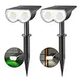 Solar Spot Lights Outdoor, Consciot 16 LEDs IP67 Waterproof Solar Outdoor Lights, Auto On/Off Solar Landscape Spotlights, 2-in-1 Adjustable Wall Lights for Garden Yard Pathway, 2 Pack (Cool White)
