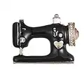 Vintage or avec émail noir cristal machine à coudre broche broche pour femmes fille bijoux Instrument Corsage cadeau parfait (Noir)