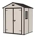 Keter Manor Outdoor Garden Storage Shed, Beige, 6 x 5 ft