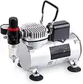 Timbertech Upgraded Airbrush Compressor ABPST07, Quiet Powerful 1/6hp Portable Compressor Airbrushing Paint System with Motor Cool Down Fan for Airbrush Paint, Nails, Tattoo, Makeup, Cake Painting