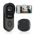 uniwatch 2K Doorbell Camera Wireless, Smart Video Doorbell Camera for Home with Wireless Chime, Human Detection, Real-Time Alerts, 2-Way Audio, Battery Powered, Cloud/SD Storage, Brown