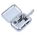 GARNECK Mini Compact Stainless Steel Portable Ashtray, Car Supplies White Patch Ashtray with Lid