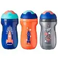 Tommee Tippee Non-Spill Insulated Sippee Toddler Tumbler Cup, 12+ Months, 9 Ounce, 3 Count (Pack of 1), Boy | Orange, Blue and Gray