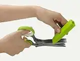 NewlineNY Heavy Duty Stainless Steel 10-Blade Gourmet Herb Scissors with Blades Guard Cover Cleaner