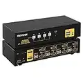 KVM Commutateur double moniteur HDMI 4K 60Hz pour 4 ordinateurs 2 moniteurs, prise en charge EDID, audio, hotkey avec câbles