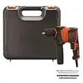 BLACK+DECKER BEH710K Taladro Percutor con Cable 710W Portabrocas 13mm Empuñadura lateral Incluye 4 Brocas y Maletín Naranja/Negro