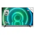 Philips 50PUS7906/12 Android TV LED 50 Pulgadas, Smart TV 4K con Ambilight, Imagen HDR Vibrante, Dolby Vision cinematográfico y Sonido Atmos, Compatible con Google Assistant, Negro, 2021