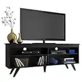 MADESA TV Stand with 4 Shelves and Cable Management, 59 inch TV Table for TVs up to 65 Inches, Wooden Entertainment Center, 23” H x 15" D x 59” L - Black