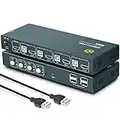 GREATHTEK KVM Switch HDMI 4 Port 4K@60Hz with USB 2.0,HDMI 2.0,HDCP2.2,YUV 4: 4: 4,All Needed Cables,Support Wireless Keyboard and Mouse