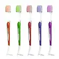 HRASY 5 Pack Orthodontic Toothbrush Double-Ended Interspace Brush V-Trim Brush for Brace and Teeth Detail Cleaning, 5 Colors