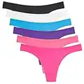 ANZERMIX Women's Breathable Cotton Thong Panties Pack of 6 (Size M)