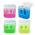 Pencil Sharpeners, Manual Pencil Sharpener with Lid, Handheld Pencil Sharpener for Colored Pencils, Protable Pencil Sharpener for Kids and Adults, Dual Holes Pencil Sharpener for Classroom Office