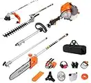 PROYAMA Powerful 42.7cc 5 in 1 Multi Functional Trimming Tools,Gas Hedge Trimmer,String Trimmer, Brush Cutter,Pole Saw with Extension Pole