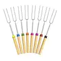 HAO MALL Bastoncini per arrostire, Marshmallow Bastoncini per arrostire Forchette estensibili da 32 Pollici per Barbecue, Bastoncini per spiedini a Forcella per Hot Dog con Manico in Legno (Set of 8)