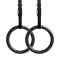 REEHUT Anelli da Ginnastica W/Cinghie Regolabili, Fibbie in Metallo e Manuale d'uso - Ginnastica a casa (Set di 2) - Antiscivolo - Nero