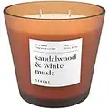 Hidden Label Large Scented Candle, Sandalwood & White Musk, 30oz 3 Wick Huge Candle, Serene Collection Slow Burn Natural Soy Candles for Home Scented