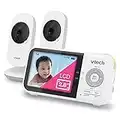 VTech VM819-2 Video Baby Monitor with 19-Hour Battery Life, 2 Cameras, 1000ft Long Range, Auto Night Vision, 2.8” Screen, 2-Way Audio Talk, Temperature Sensor, Power Saving Mode and Lullabies, 480p