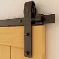 CCJH 200cm/6.6FT Herraje para Puertas Correderas Kit de Accesorios para Puertas Corredizas de Granero, Kit de Puerta de Madera única