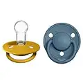 BIBS Pacifiers - De Lux Collection | BPA-Free Baby Pacifier | Made in Denmark | Set of 2 Mustard/Petrol Color Premium Soothers | Size One Size