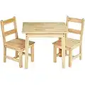 Amazon Basics Kids Solid Wood Table and 2 Chair Set, Natural