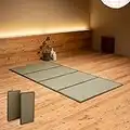 EMOOR Japanische Faltbare Tatami-Matte 100 x 200cm (Ungefärbt) Natürliches Igusa-Rush-Gras, Bodenschlafende Japanische Futon-Matratze Vorleger Meditation Yoga Zen