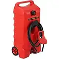 VEVOR 14 Gallon Fuel Caddy, Gas Storage Tank On-Wheels, with Siphon Pump and 9.8 ft Long Hose, Gasoline Diesel Fuel Container for Cars, Lawn Mowers, ATVs, Boats, More, Red