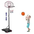 DORTALA Portable Basketball Hoop w/Adjustable Height 5.5-6.8 ft, Basketball Stand for Youth Kids Teenagers Indoor Outdoor, Portable Basketball Hoop System with 28 Inch Width PVC Backboard 2 Nets Wheels