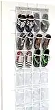 24 Pockets - SimpleHouseware Crystal Clear Over The Door Hanging Shoe Organizer, Grey (162.6 cm H x 48.6 cm W)