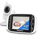 Video Baby Monitor with Camera and Audio, 3.2Inch LCD Display, Infrared Night Vision, Two-Way Audio and Room Temperature Monitoring,Lullaby,Sound Activated Screen