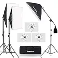 Softbox Lighting Kit MOUNTDOG Photography Studio Lights Soft Box Kit with Boom Arm Stand Kit 20"X28" Light Box 4-in-1 Sockets and 12 Light Bulbs for Video Photo Portrait