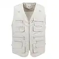 LUSI MADAM Men's Poplin Outdoors Travel Sports Multi-Pockets Work Fishing Vest X-Large Greenish-White