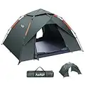 Amflip Camping Tent Automatic 3 Man Person Instant Tent Pop Up Ultralight Dome Tent 4 Seasons Waterproof & Windproof Camping Tent with Removable Outer Tarpaulin, Double Layers (army green)