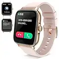 Reloj Inteligente con llamadas y Whatsapp Mujer, 1,7" Smartwatch Pantalla Táctil Pulsera Actividad, 28 Deportivo Modos/ IP67/Frecuencia cardíaca Monitor/ SpO2, Digital Watch para Android iOS,Oro Rosa